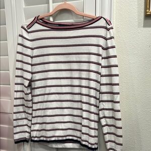 Tommy Hilfiger Striped Long Sleeve Tee White and Red